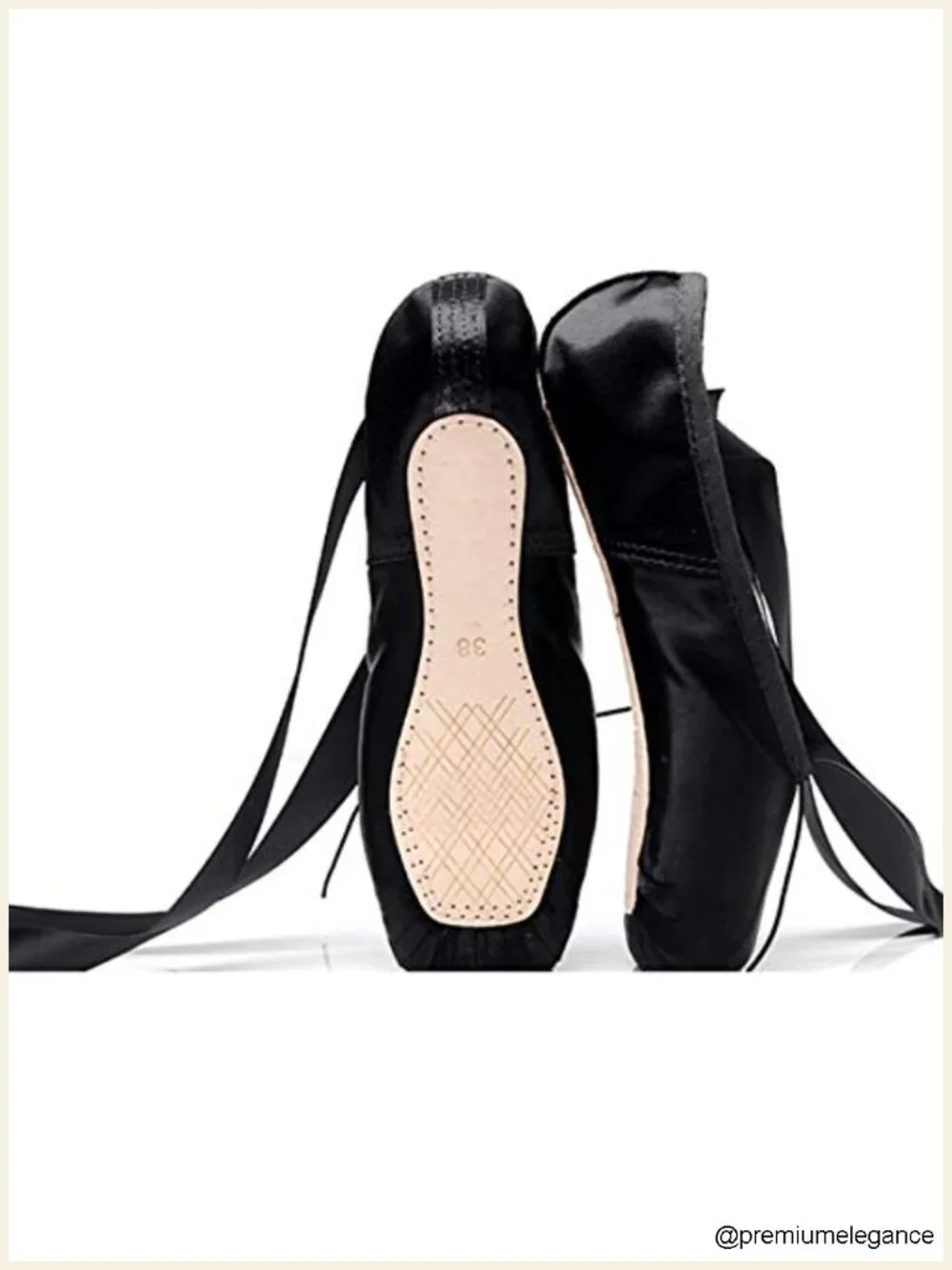 Women's Satin Ballet Pointe Shoes with Ribbons